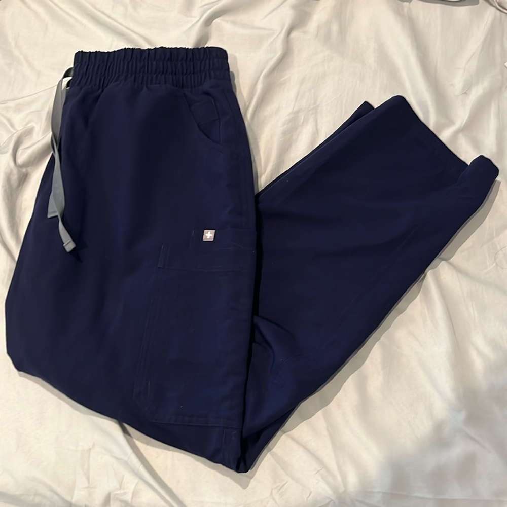 Figs High Waisted Yola Skinny Scrub Pant Navy L Petite